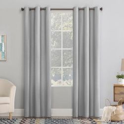 Wide Width Sun Zero Blackout Lindstrom Printed Texture Grommet Panel by BrylaneHome in Grey (Size 40" W 63" L)
