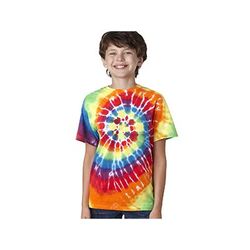 Dyenomite 20BMS Youth Rainbow Spiral T-Shirt in Michelangelo size Medium | Cotton