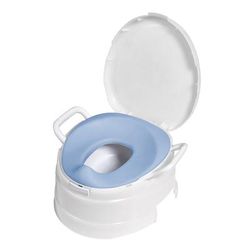 Primo 4-in-1 Complete Toilet Trainer & Step Stool, with Blue Seat, White - Primo Baby PRI-536B