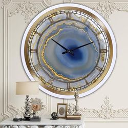 Golden Water Agate Oversized Fashion Wall Clock by Designart in Gold