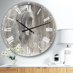 Farmhouse Horse Farmhouse Wall Clock by Designart in Grey