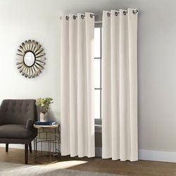 Wide Width Thermaplus Shadow Indoor Single Grommet Curtain Panel by Commonwealth Home Fashions in White (Size 52" W 95" L)