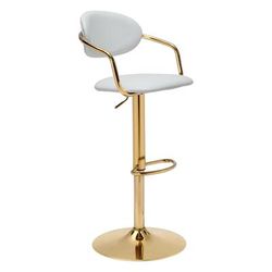 Gusto Bar Chair White & Gold - Zuo Modern 109036