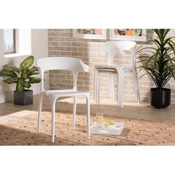 Baxton Studio Gould Modern Transtional White Plastic Dining Chair (Set of 4) - Wholesale Interiors AY-PC09-White-Plastic-DC