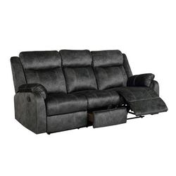 Reclining Sofa W/ Drop Down Table & Drawer - Global Furniture USA U7303C-DOMINO GRANITE-RS W/DDT