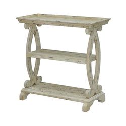 Newport Distressed White Shaped Console Table Cream Wood - Crestview Collection CVFZR1538
