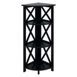 Montego 4-Shelf Corner Folding Bookcase-Black by Casual Home in Black