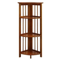4-Shelf Corner Folding Bookcase-Honey Oak by Casual Home in Honey