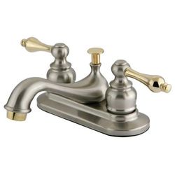 Kingston Brass KB609AL Restoration 4 in. Centerset Bathroom Faucet, Brushed Nickel/Polished Brass - Kingston Brass KB609AL