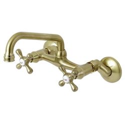 Kingston Brass KS213SB Kingston Two Handle Wall Mount Kitchen Faucet, Brushed Brass - Kingston Brass KS213SB