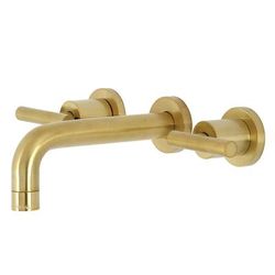 Kingston Brass KS8127CML Manhattan 2-Handle 8 in. Wall Mount Bathroom Faucet, Brushed Brass - Kingston Brass KS8127CML