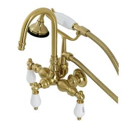 Kingston Brass AE9T7 Aqua Vintage Wall Mount Clawfoot Tub Faucet, Brushed Brass - Kingston Brass AE9T7