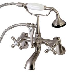 Kingston Brass AE57T8 Aqua Vintage Wall Mount Tub Faucet with Hand Shower, Brushed Nickel - Kingston Brass AE57T8