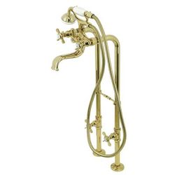 Kingston Brass CCK246K2 Essex Freestanding Clawfoot Tub Faucet Package with Supply Line, Polished Brass - Kingston Brass CCK246K2