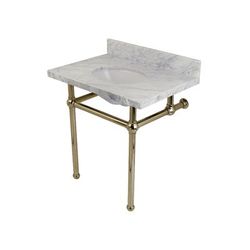 "Kingston Brass KVPB3030MB6 Templeton 30" x 22" Carrara Marble Vanity Top with Brass Console Legs, Carrara Marble/Polished Nickel - Kingston Brass KVPB3030MB6"