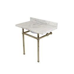 "Kingston Brass KVPB36MB6 Templeton 36" x 22" Carrara Marble Vanity Top with Brass Console Legs, Carrara Marble/Polished Nickel - Kingston Brass KVPB36MB6"