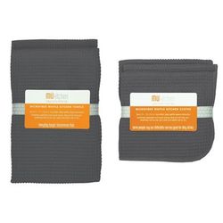 Microfiber Waffle Cloth & Towel 5pc Set by Mu Kitchen in Gray