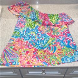 Lilly Pulitzer Tops | Euc Lilly Pulitzer Neveah Top | Color: Blue/Silver | Size: S