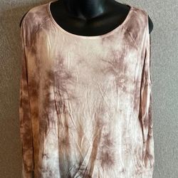 American Eagle Outfitters Tops | American Eagle Cold Shoulder Tie Dye Top Xs | Color: Cream/White | Size: Xs