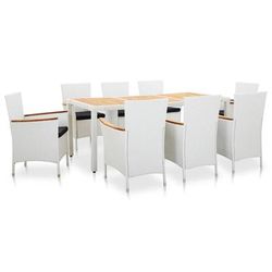 vidaXL Set da Pranzo per Giardino 9 pz in Polyrattan Bianco