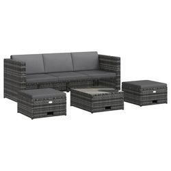 vidaXL Set Divani da Giardino 4 pz con Cuscini in Polyrattan Grigio