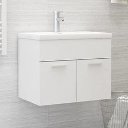 vidaXL Mobile Bagno con Lavabo Integrato Bianco in Truciolato