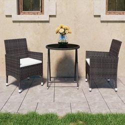 vidaXL Set Bistrot Giardino 3 pz Polyrattan e Vetro Temperato Marrone