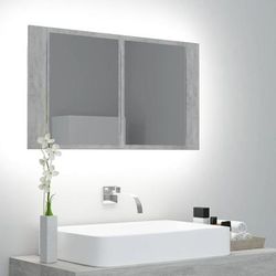 vidaXL Armadietto a Specchio con Luci LED Grigio Cemento in Acrilico