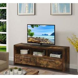 Newport Marbella 60 inch TV Stand with Cabinets and Shelves in Barnwood - Convenience Concepts 131126BDW