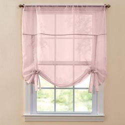 Wide Width BH Studio Sheer Voile Tie-Up Shade by BH Studio in Pale Rose (Size 44" W 63" L) Window Curtain