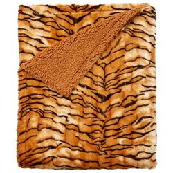 Faux Fur Animal Print Blanket by BrylaneHome in Tiger Print (Size TWIN)