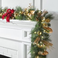 Pre-Lit Regal 6' Garland by BrylaneHome in Burgundy Gold