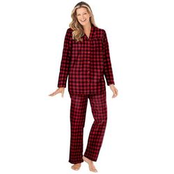 Plus Size Women's Classic Flannel Pajama Set by Dreams & Co. in Red Buffalo (Size 14/16) Pajamas