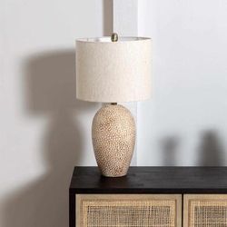 Napoles 24"H x 13"W x 13"D End Table Lamp Beige/White/Brass/Translucent Table Lamp - Boutique Rugs