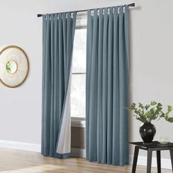Wide Width Ventura Blackout Tab Top Window Curtain Panel Pair by Commonwealth Home Fashions in Blue (Size 52" W 84" L)