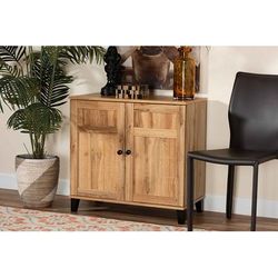 Baxton Studio Glidden Modern and Contemporary Oak Brown Finished Wood 2-Door Shoe Storage Cabinet - Wholesale Interiors FP-1201-Wotan Oak