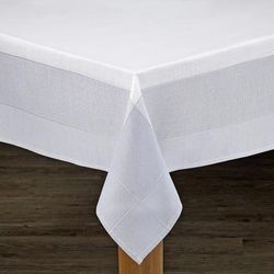 Wide Width BOHEMIA TABLECLOTHS by LINTEX LINENS in Grey White (Size 60" W 84" L)