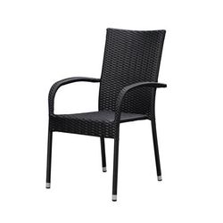 Morgan Outdoor Wicker Stacking Chair - Black - Set of 4 by Fire Sense in Black