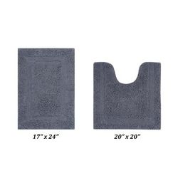 Lux Collectionis Bath Mat Rug 2 Piece Set (17" x 24" | 20" x 20") by Better Trends in Gray