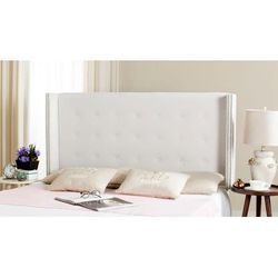 KEEGAN WHITE VELVET TUFTED WINGED HEADBOARD SILVER NAIL HEAD (FULL) - Safavieh MCR4007H-F