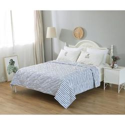 Nano Feather Blanket, Stripe by St. James Home in White Navy Stripe (Size TWIN)