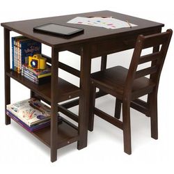 Lipper International Kids Work Station and Chair - Walnut