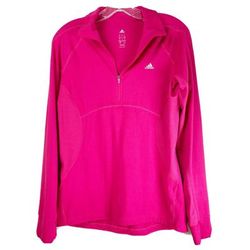 Adidas Tops | Adidas Women Med Climalite Running Shirt Top Pink 1/4 Zip Thumb Holes Activewear | Color: Pink | Size: M