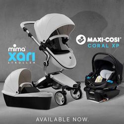 Mima Xari 4G + Maxi Cosi Coral XP Travel System Bundle - Black - Black / Black & White / Essential B