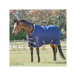 SmartPak Deluxe Turnout Blanket with Earth Friendly Fabric - 75 - Heavy (360g) - Navy w/ Merlot & Silver Trim & Silver Piping - Smartpak