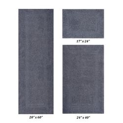 Lux Collectionis Bath Mat Rug 3 Piece Set (20" x 20" | 21" x 34" | 20" x 60") by Better Trends in Gray