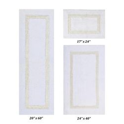 Hotel Collectionis Bath Mat Rug 3 Piece Set (17" x 24" | 24" x 40" | 20" x 60") by Better Trends in White Ivory