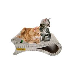 Fish Shaped Scratcher with Ball Cat Toy, 19" L X 10" W X 19" H, Medium, Brown / White