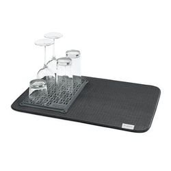 MICROFIBER MAT W GLASS DRYING TRAY by Polder in Black