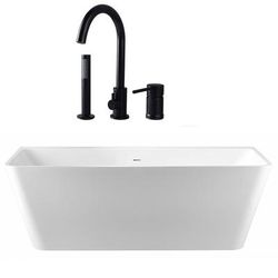 Randolph Morris Axton 67 Inch Acrylic Double Ended Freestanding Bathtub and Faucet Package RMBP39-67-MBF